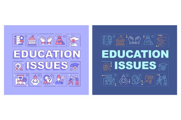 Education Issues Word Concept Banner Set: Graphics for Branding