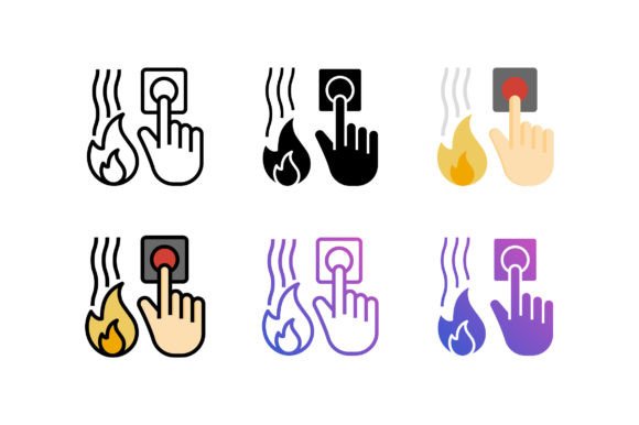 Fire Alarm Button Icon Graphics and Icons