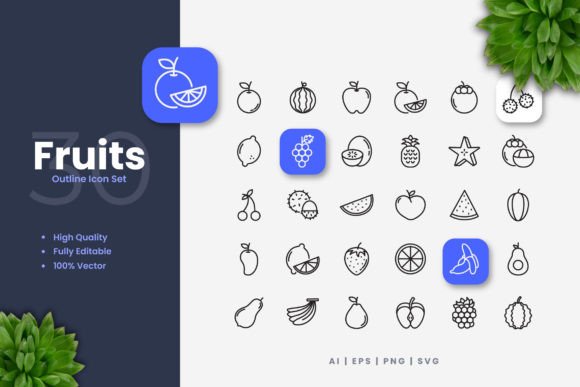 Fruits Icons: Graphics for Digital Sellers