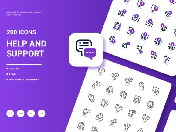 Help and Support Icon Pack: Graphics and Icons for Digital Sellers