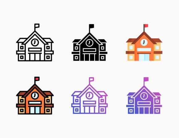 Highschool Building Icon Graphics and Icons