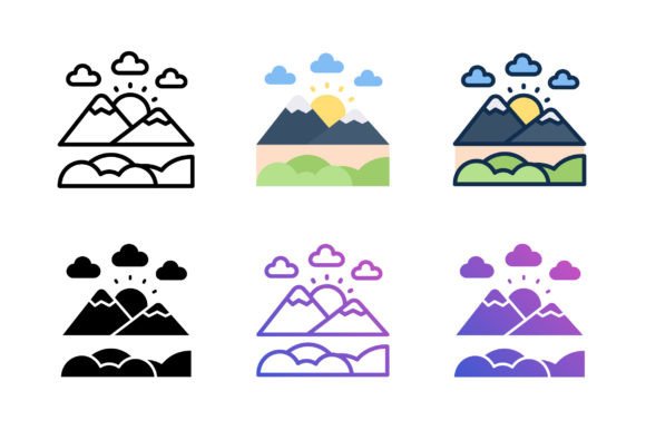 Mountain Sunrise Icon: Graphics and Icons for Creative Publishing