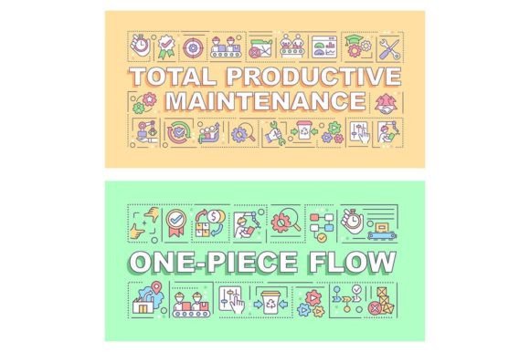 Productive Maintenance Word Banner Set: Graphics for Branding